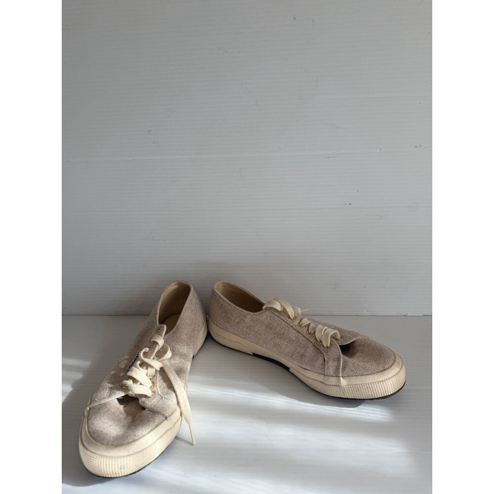 Superga Unisex Cream Wool Lace Up Athletic Casual Sneakers Shoes Size 40 Women 9